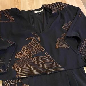 Halston Heritage black and copper print cocktail dress size 0